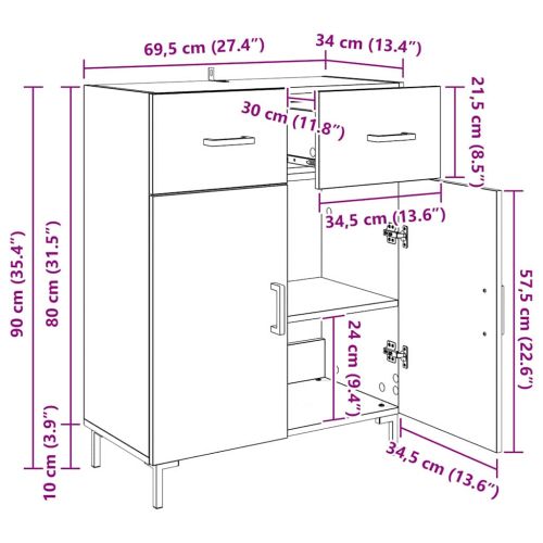 Служебен шкаф Черния дъб 69,5 x 34 x 90 см Инженерно дърво