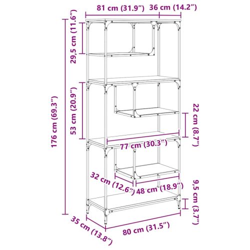 Библиотека Черен дъб 81 x 36 x 176 см Инженерно дърво