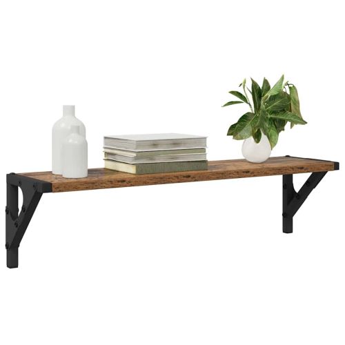 Стени за рафтове с рафт 2 pcs Старо дърво 60 x 15 x 15,5 cm