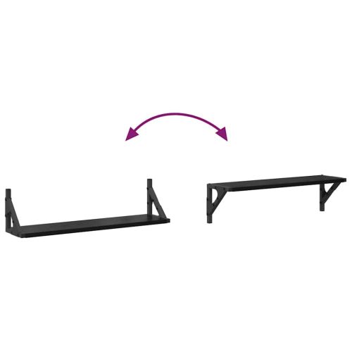 Стени за рафтове с рафт 2 pcs Черния дъб 60 x 15 x 15,5 cm