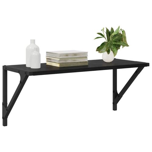 Стени за рафтове с рафт 2 pcs Черния дъб 60 x 25 x 25,5 cm