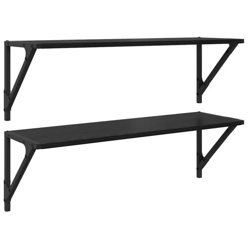 Стени за рафтове с рафт 2 pcs Черния дъб 80 x 25 x 25,5 cm