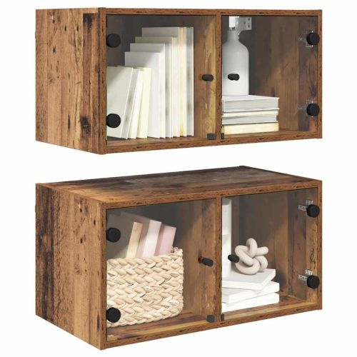 Стенни шкафове 2 pcs Старо дърво 68 x 37 x 35 см