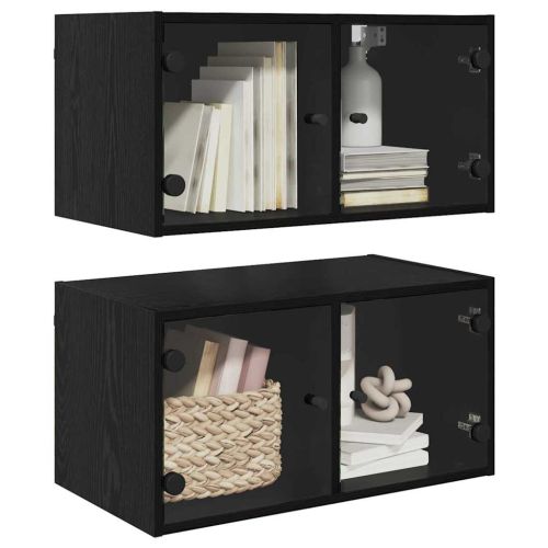 Стенни шкафове 2 pcs Черния дъб 68 x 37 x 35 см Инженерно дърво