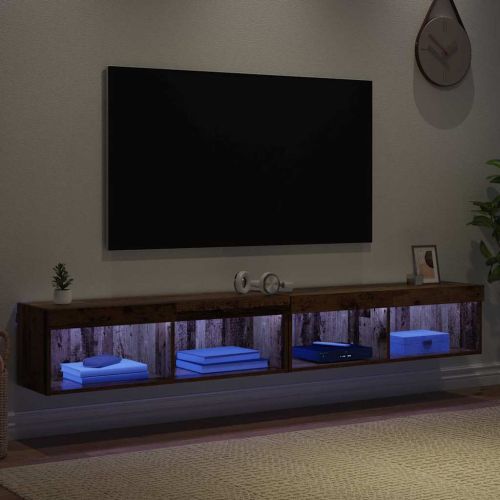 Комплект ТВ шкаф с LED 2 pcs Старо дърво 100 x 30 x 30 cm