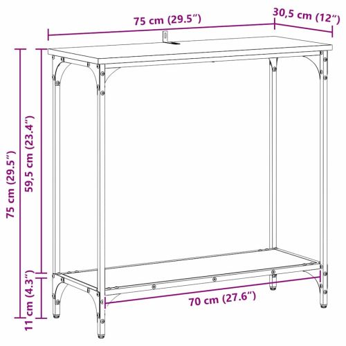Конзолна маса дъб артизан 75 x 30.5 x 75 см Инженерна дървесина