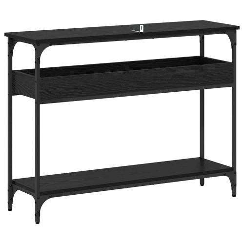 Конзолна маса с рафт Черен дъб 100 x 29 x 75 см Инженерно дърво