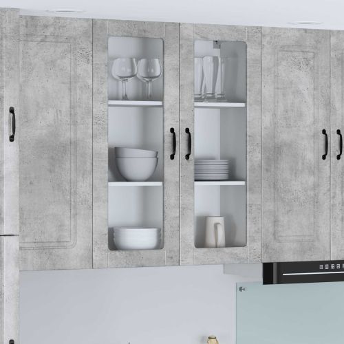 Горен кухненски шкаф с врата Циментено сиво 80 x 31 x 100 см