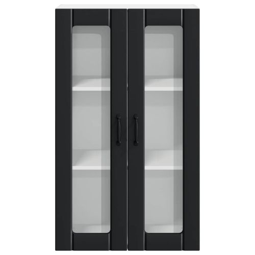Стенен стъклен шкаф LUCCA Черно 60 x 31 x 100 см