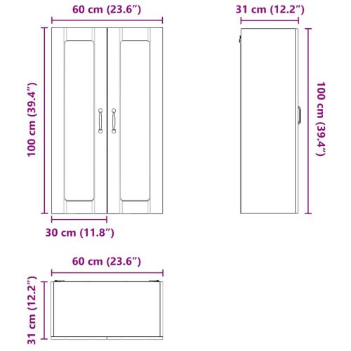 Горен кухненски шкаф с врата Циментено сиво 60 x 31 x 100 см