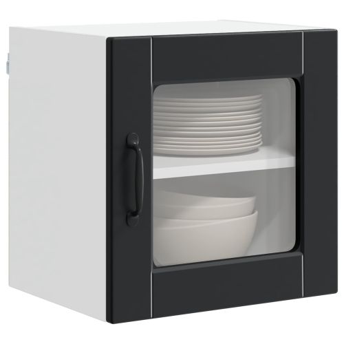 Стенен стъклен шкаф PORTO 2 pcs Черно 40 x 31 x 40 см