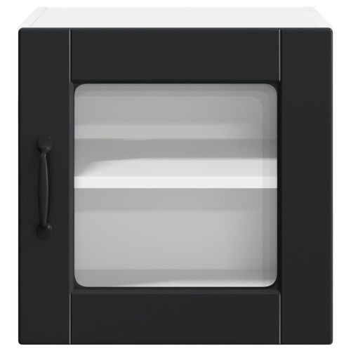 Стенен стъклен шкаф PORTO 2 pcs Черно 40 x 31 x 40 см