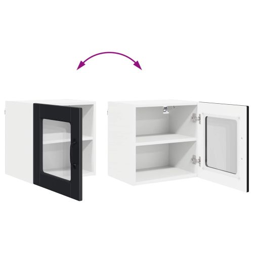 Стенен стъклен шкаф PORTO 2 pcs Черно 40 x 31 x 40 см