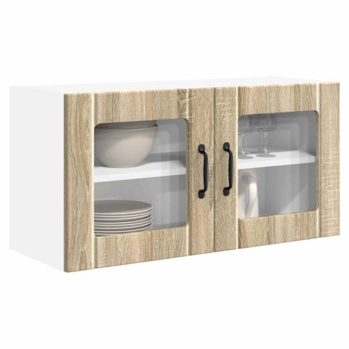 Стенен стъклен шкаф PORTO Сонома дъб 80 x 31 x 40 см