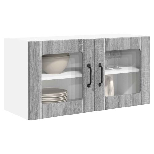 Стенен стъклен шкаф PORTO Сив Сонома 80 x 31 x 40 см