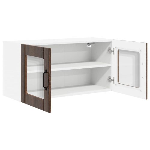Стенен стъклен шкаф PORTO Кафяв дъб 80 x 31 x 40 см