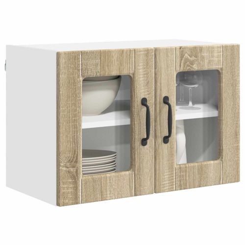 Стенен стъклен шкаф PORTO 2 pcs Сонома дъб 60 x 31 x 40 см