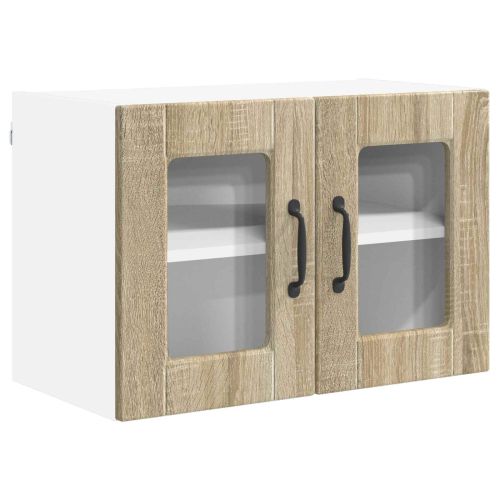 Стенен стъклен шкаф PORTO 2 pcs Сонома дъб 60 x 31 x 40 см