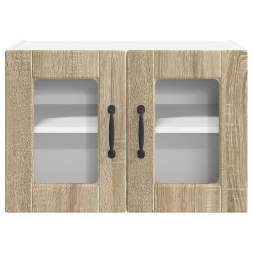 Стенен стъклен шкаф PORTO 2 pcs Сонома дъб 60 x 31 x 40 см
