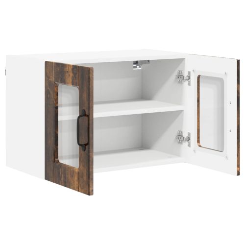 Стенен стъклен шкаф 2 pcs Димян дъб 60 x 31 x 40 см