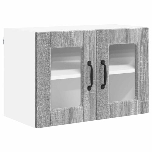Стенен стъклен шкаф 2 pcs Сив Сонома 60 x 31 x 40 см