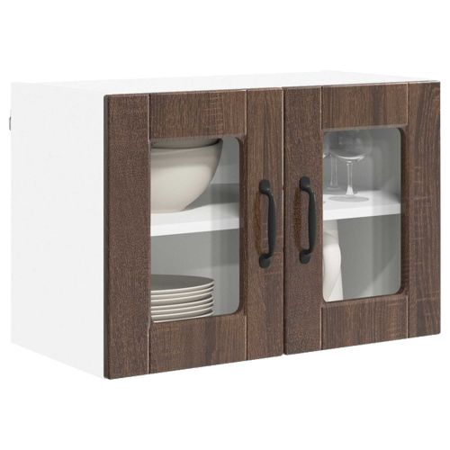 Стенен стъклен шкаф PORTO 2 pcs Кафяв дъб 60 x 31 x 40 см