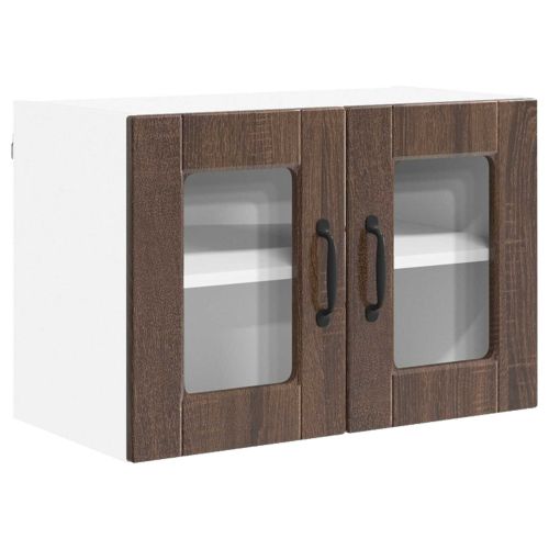 Стенен стъклен шкаф PORTO 2 pcs Кафяв дъб 60 x 31 x 40 см