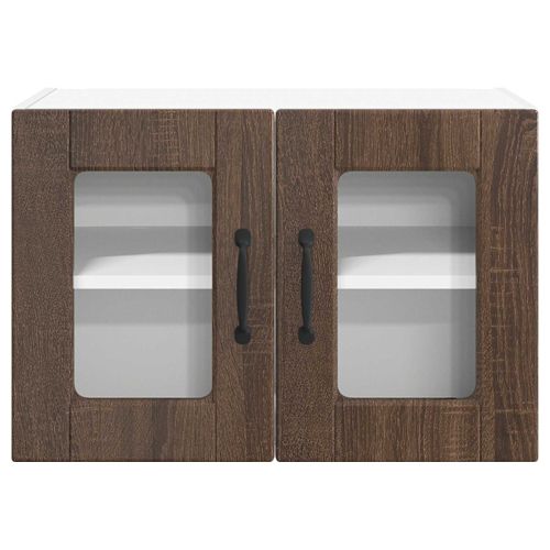 Стенен стъклен шкаф PORTO 2 pcs Кафяв дъб 60 x 31 x 40 см
