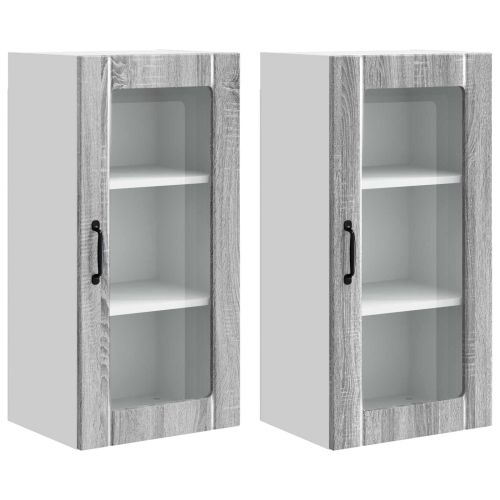 Кухненски шкаф 2 pcs Сив Сонома 40 x 31 x 80 см Инженерно дърво