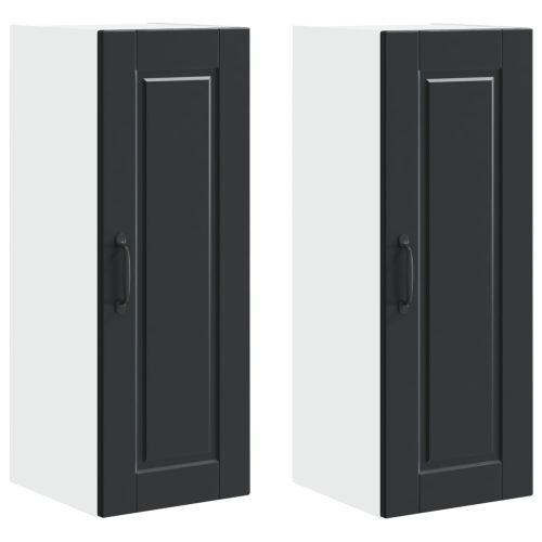 Кухненски шкаф 2 pcs Черно 30 x 31 x 80 см Инженерно дърво