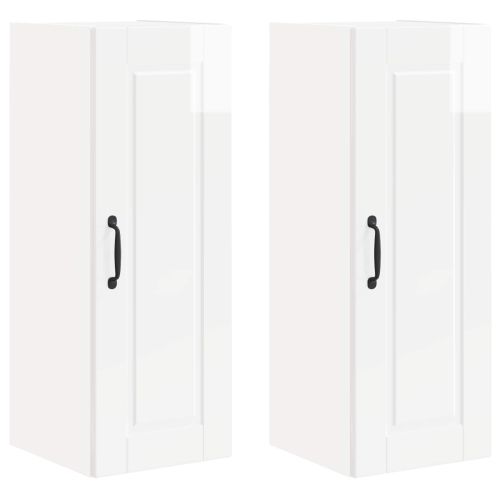 Кухненски шкаф с рафт 2 pcs Лъскаво бяло 30 x 31 x 80 см