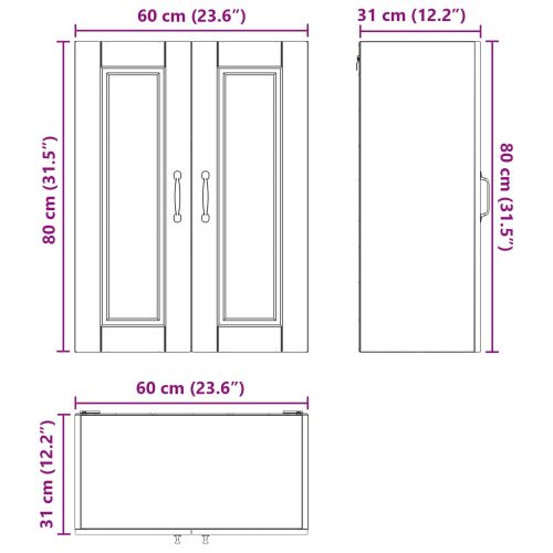 Кухненски шкаф Сив Сонома 60 x 31 x 80 см Инженерно дърво