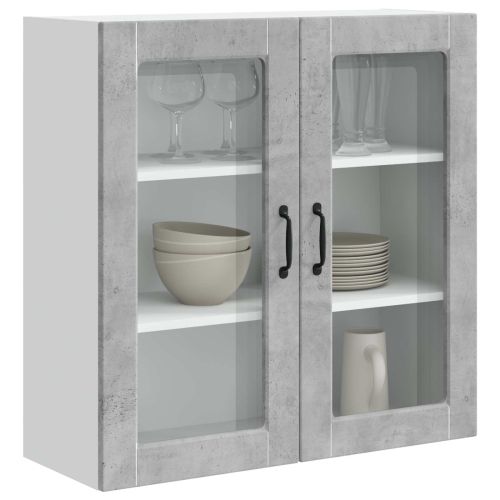 Стенен стъклен шкаф PORTO Циментено сиво 80 x 31 x 80 см