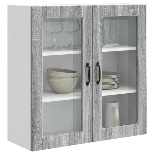 Стенен стъклен шкаф PORTO Сив Сонома 80 x 31 x 80 см