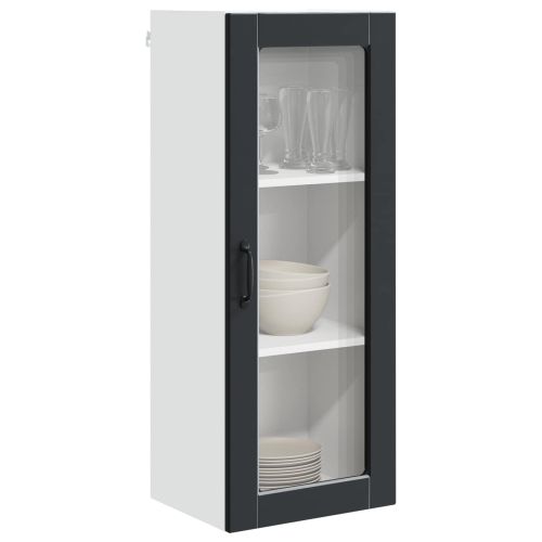 Стенен стъклен шкаф PORTO Черно 40 x 31 x 100 см