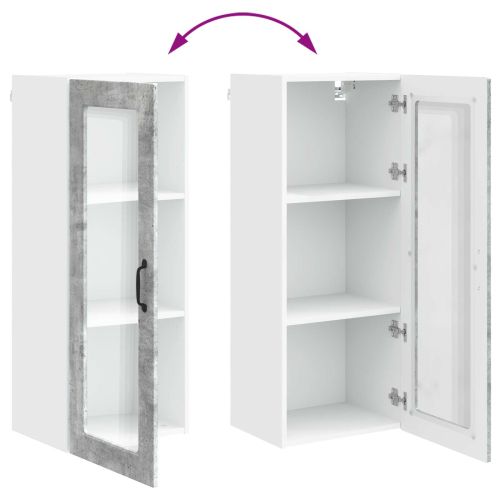 Стенен стъклен шкаф PORTO Циментено сиво 40 x 31 x 100 см