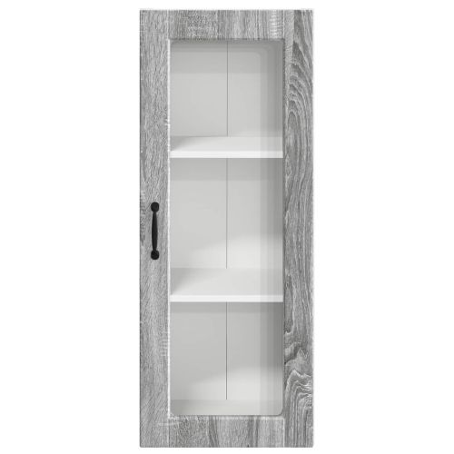 Стенен стъклен шкаф Сив Сонома 40 x 31 x 100 см Инженерно дърво