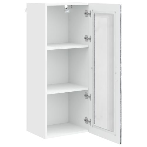 Стенен стъклен шкаф Сив Сонома 40 x 31 x 100 см Инженерно дърво