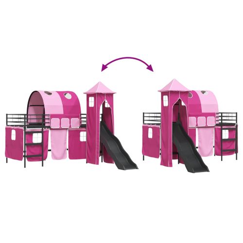 Легло на двуетажно легло за деца Черно и розово 107 x 200 см