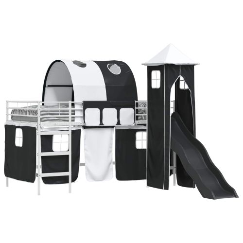 Легло на двуетажно легло за деца Бял и черен 80 x 200 cm Метал