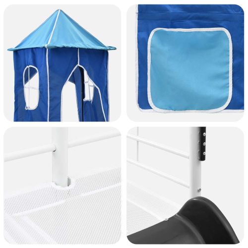 Легло на двуетажно легло за деца Бял и син 100 x 200 cm Метал