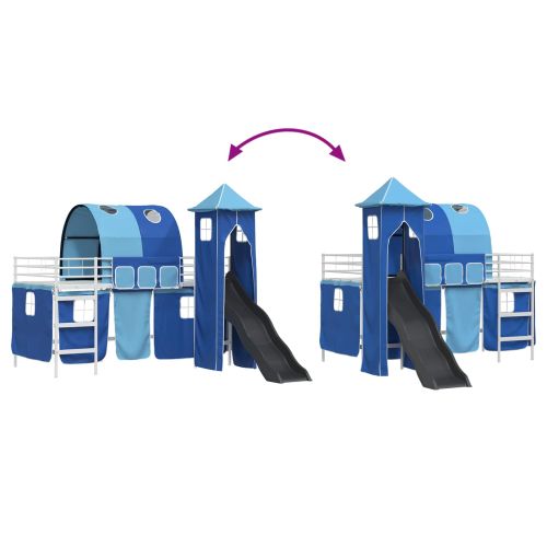 Легло на двуетажно легло за деца Бял и син 100 x 200 cm Метал