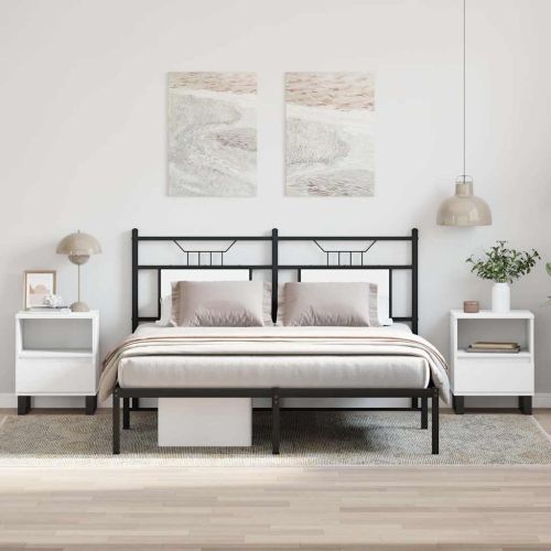 Нощни шкафчета, 2 бр, бели, 40x35x50 см, инженерно дърво