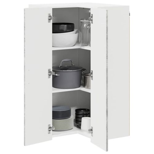 Стенно ъглово шкафче PORTO Циментено сиво 57 x 57 x 100 см