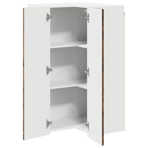 Стенно ъглово шкафче Старо дърво 57 x 57 x 100 см