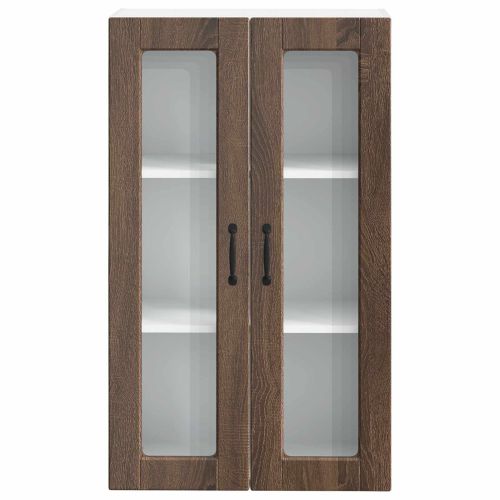 Стенен стъклен шкаф PORTO Кафяв дъб 60 x 31 x 100 см