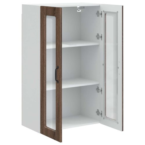 Стенен стъклен шкаф PORTO Кафяв дъб 60 x 31 x 100 см