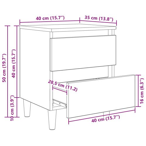 Бюра за легло 2 pcs Дъб 40 x 35 x 50 см Инженерно дърво