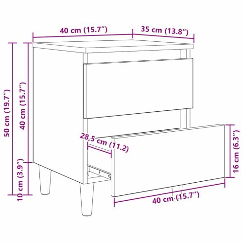 Бюра за легло 2 pcs Черния дъб 40 x 35 x 50 см Инженерно дърво