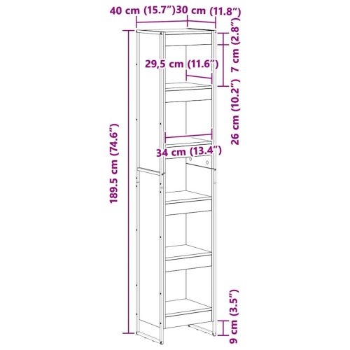 Шкаф за книги Черния дъб 80 x 30 x 155 см Инженерно дърво